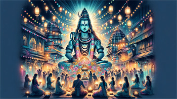 A vibrant sketch of Maha Shivaratri: Celebrating devotion and tradition under the glow of Lord Shiva's grace.