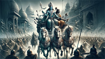 Krishna and Arjuna: Guided by Divinity through the Tumult of War.