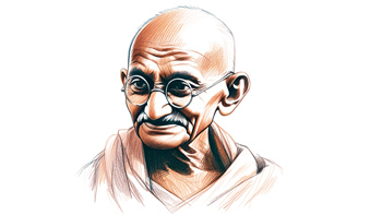 A Portrait of Resilience: Mahatma Gandhi's Legacy of Peace and Non-Violence.