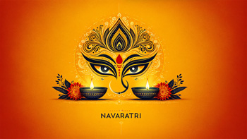 Navaratri Elegance: Divine gaze amid festive lights, where tradition and tranquility meet.